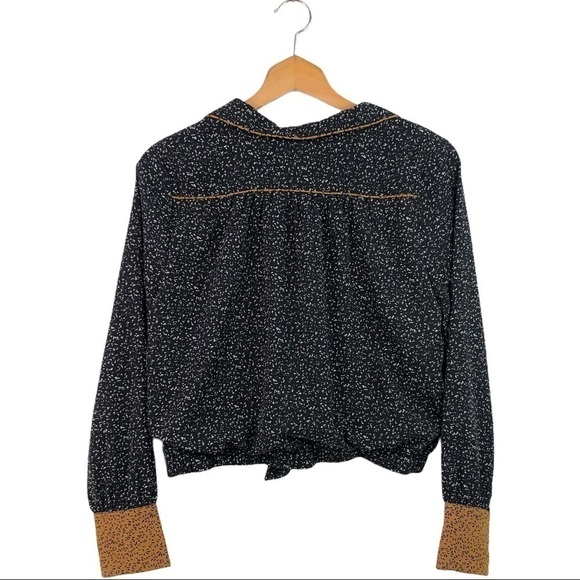 Lucca- Brown / Black Collared Front Button Blouse - Picture 5 of 9